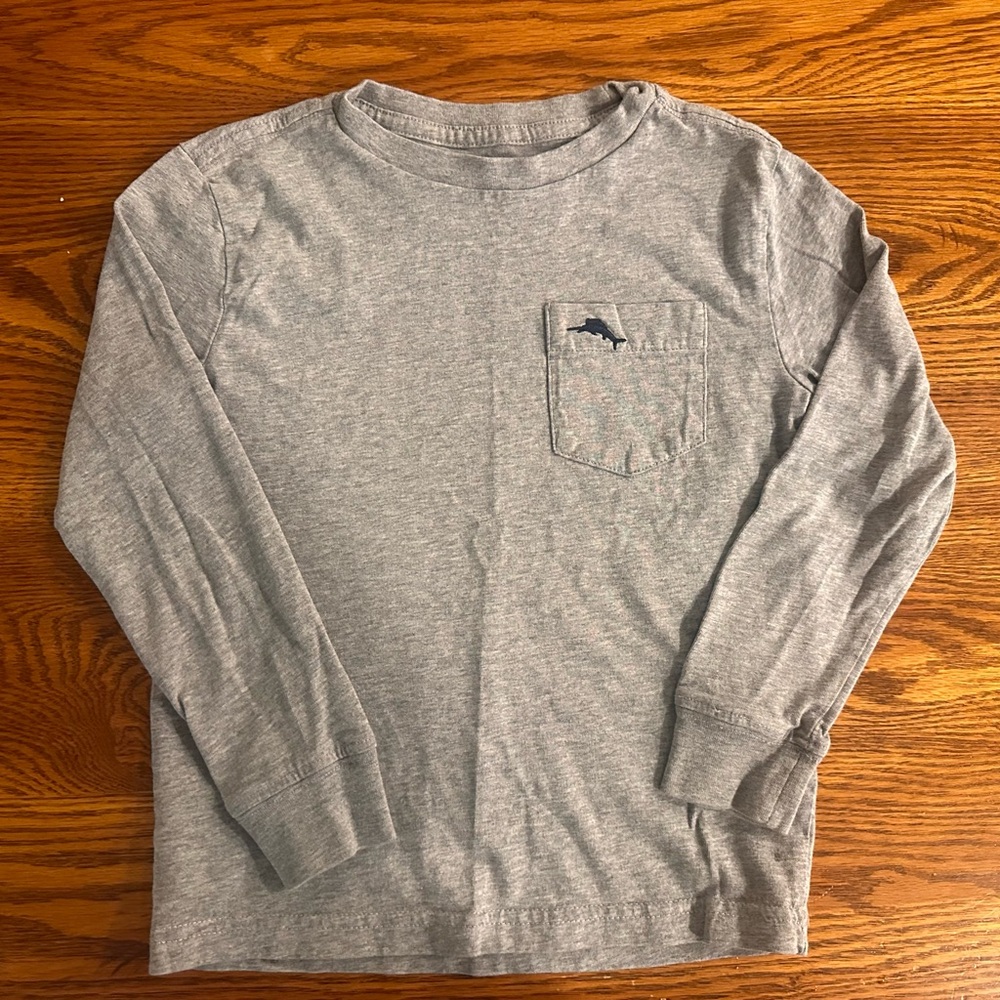 Tommy Bahama Kids Boys Long Sleeve Shirt Top Size 5 Gray Front Pocket School